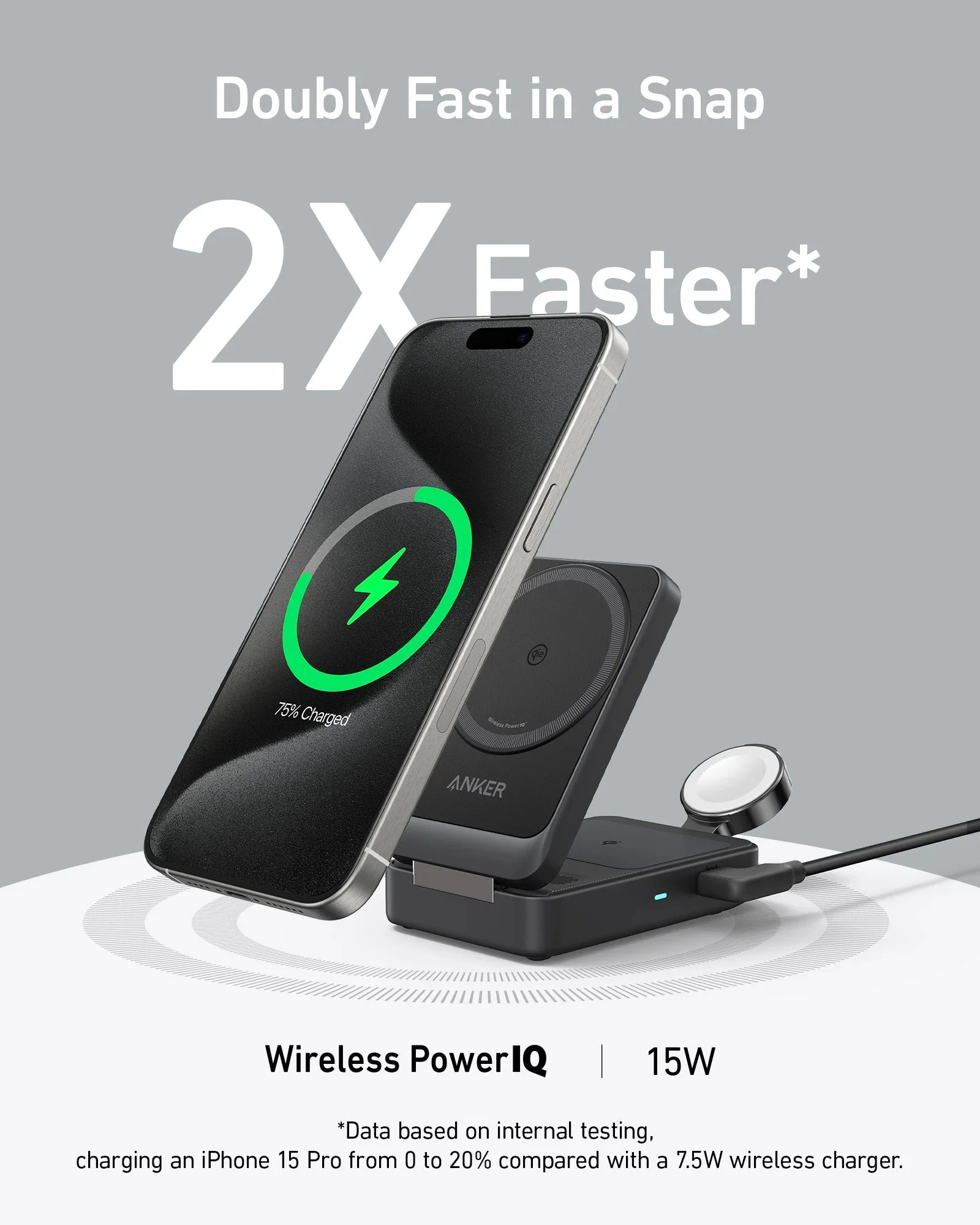 Anker MagGo Wireless Charging Station (Foldable 3-in-1) - Image 4