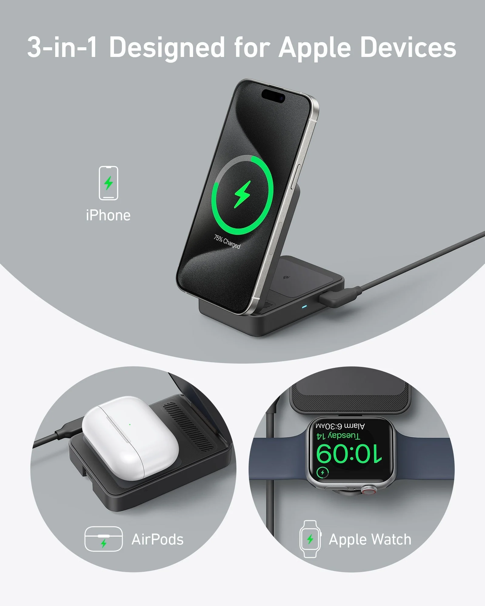 Anker MagGo Wireless Charging Station (Foldable 3-in-1) - Image 8