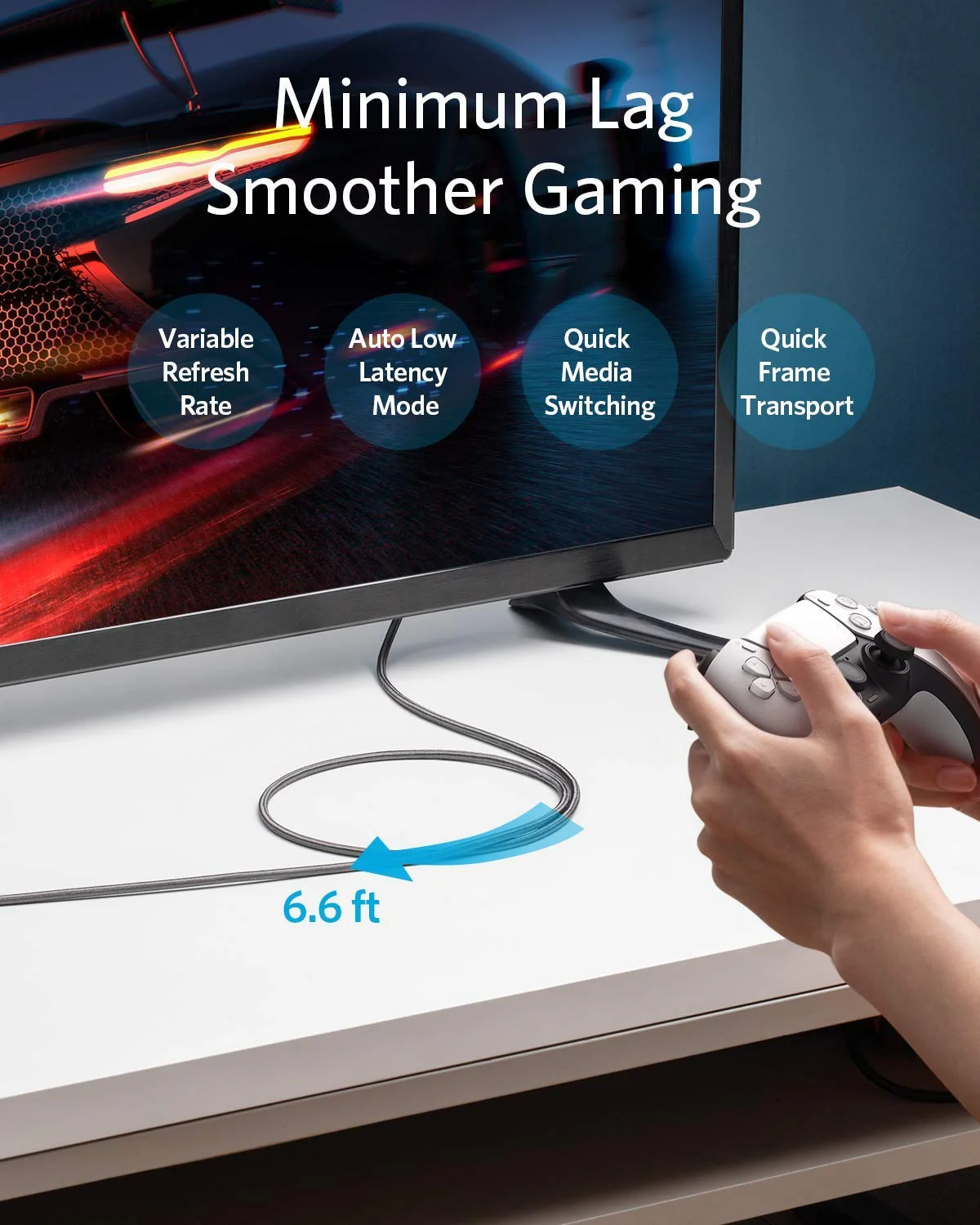 Anker 8K@60Hz HDMI Cable, Ultra High Speed 4K@120Hz 48Gbps 6.6 ft Ultra HD HDMI to HDMI Cord - Image 7
