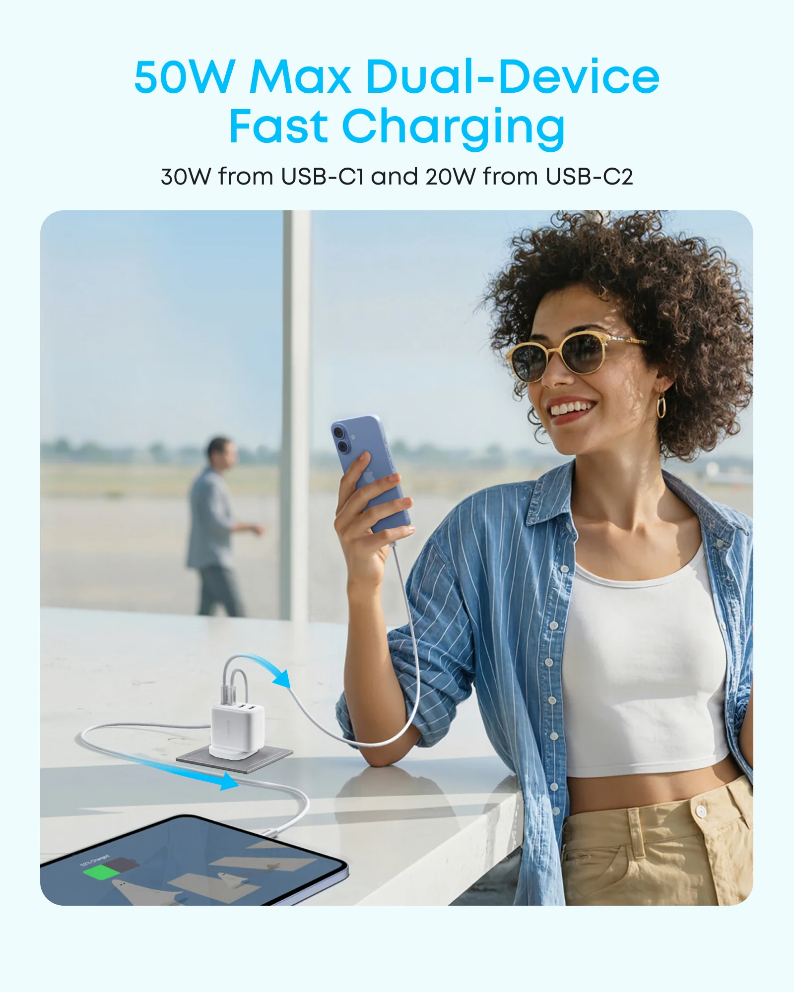 Anker Zolo Charger (50W, 4 Ports) with 3 ft USB-C to USB-C Cable - Image 3