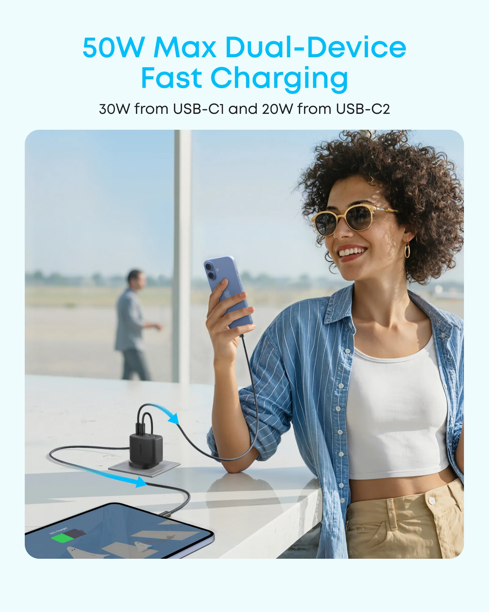 Anker Zolo Charger (50W, 4 Ports) with 3 ft USB-C to USB-C Cable - Image 9