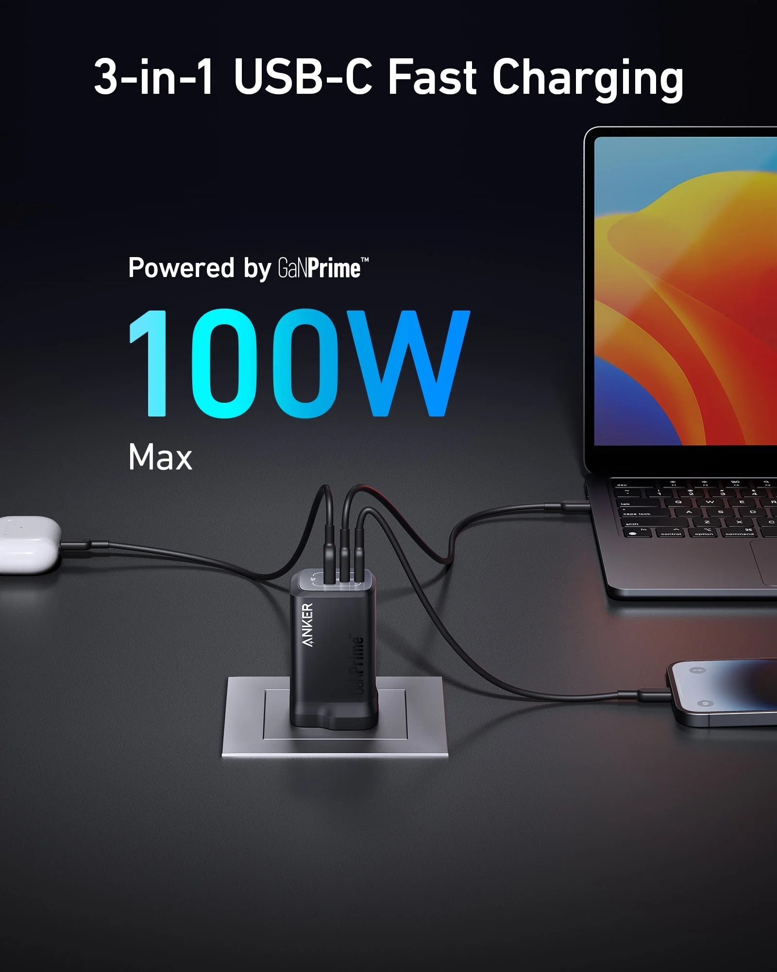 Anker Nano Power Bank (10K, 45W, Built-In Retractable USB-C Cable) + Anker Prime 100W GaN Charger (3 Ports) - Image 9